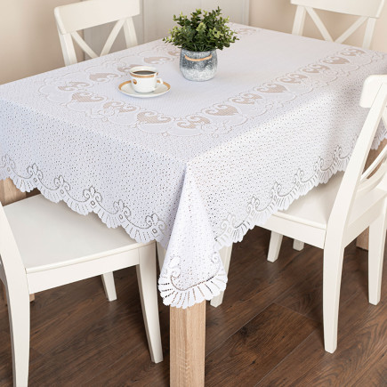 Obrus Żakardowy Biały 180x140 cm EAN: 5907693284593