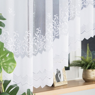 Genowefa firanka żakardowa odpasowana, szerokość 450 x wysokość 160cm, kolor 001 biały