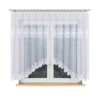 Żaneta firanka żakardowa odpasowana, szerokość 350 x wysokość 155cm, kolor 001 biały