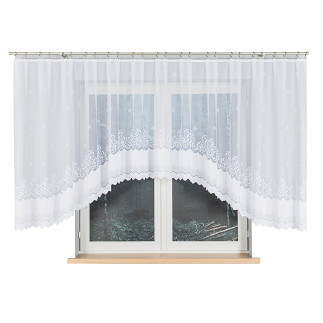 Genowefa firanka żakardowa odpasowana, szerokość 450 x wysokość 140cm, kolor 001 biały