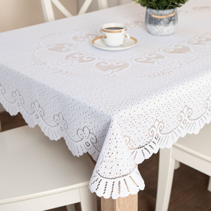 Obrus żakardowy, szerokość 160cm x wysokość 110cm, kolor 001 biały