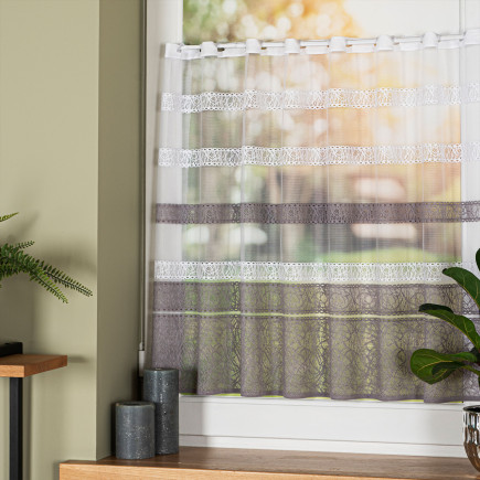 Zazdrostka żakardowa pasowa, wysokość 160cm, kolor białoszary 001