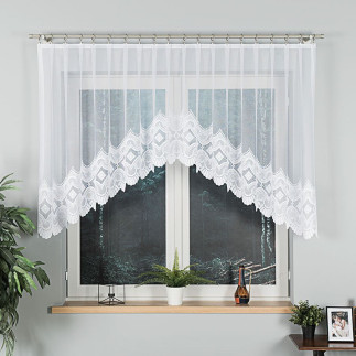 Lucyna firanka żakardowa odpasowana, szerokość 300 x wysokość 120cm, kolor 001 biały