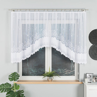 Genowefa firanka żakardowa odpasowana, szerokość 300 x wysokość 120cm, kolor 001 biały