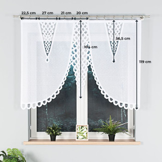 Eryka firanka żakardowa odpasowana, szerokość 160 x wysokość 120cm, kolor 001 biały
