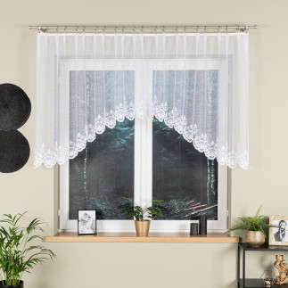 Żaneta firanka żakardowa odpasowana, szerokość 300 x wysokość 105cm, kolor 001 biały
