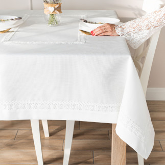 Modena obrus z gipiurą, szerokość 140cm x wysokość 240cm, kolor 001 biały