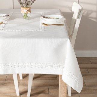 Modena obrus z gipiurą, szerokość 140cm x wysokość 220cm, kolor 001 biały
