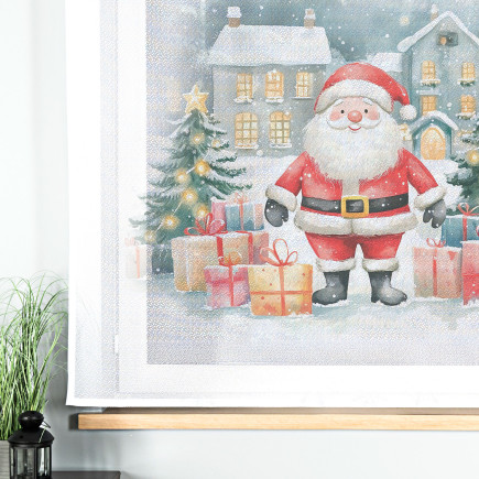 Mikołajowe Bajkowe Święta Panel Firanowy 150x170cm Etamina Biały 001 EAN: 5906450023093