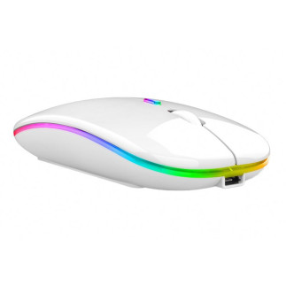 Ak211b mysz bezprzewodowa rgb biała