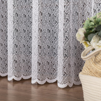 Firanka żakardowa ze wzorem pasowym, wysokość 250cm, kolor 001 biały