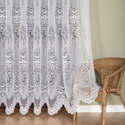 Firanka żakardowa ze wzorem po całości, wysokość 220cm, kolor 001 biały