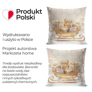 Złote sanie poszewka dekoracyjna velvet, 40x40cm, kolor 001 biało-złoty