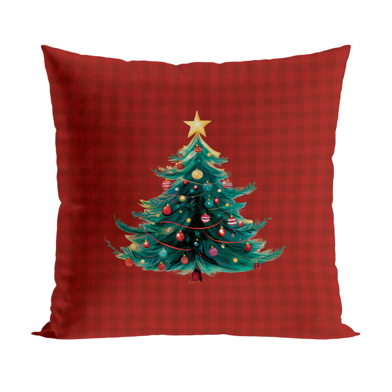 Poszewka dekoracyjna Velvet Krata z choinką Bajkowe Święta 003 Bordowy 40x40 cm EAN: 5906450023482