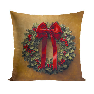 Elegancka girlanda poszewka dekoracyjna velvet 40x40cm złoto-brązowa EAN: 5906450023345