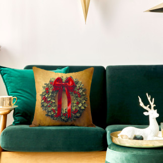 Elegancka girlanda poszewka dekoracyjna velvet, 40x40cm, kolor 014 złoto-brązowy