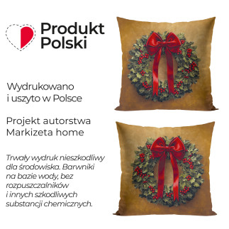 Elegancka girlanda poszewka dekoracyjna velvet, 40x40cm, kolor 014 złoto-brązowy