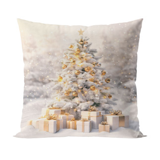 Złota choinka poszewka dekoracyjna velvet 40x40cm biało-złoty EAN: 5906450023598