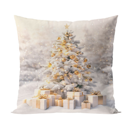 Złota choinka poszewka dekoracyjna velvet 40x40cm biało-złoty EAN: 5906450023598