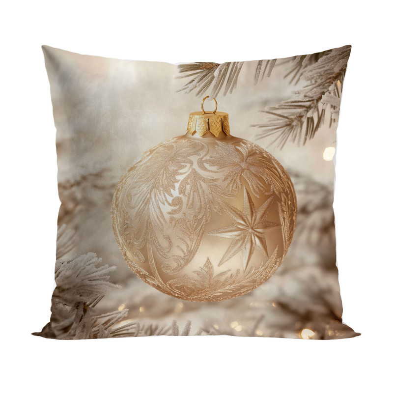 Złota Bombka Poszewka Dekoracyjna Velvet 40x40cm Beżowo-Złoty EAN: 5906450023574