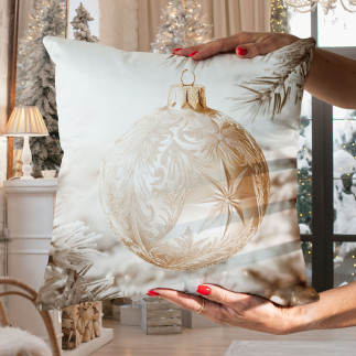 Złota bombka poszewka dekoracyjna velvet, 40x40cm, kolor 004 beżowo-złoty
