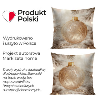 Złota bombka poszewka dekoracyjna velvet, 40x40cm, kolor 004 beżowo-złoty