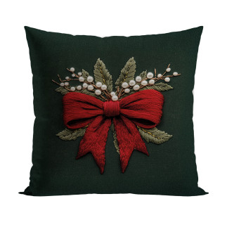 Kokarda z efektem wyszywania poszewka dekoracyjna velvet, 40x40cm, kolor 002 zielony