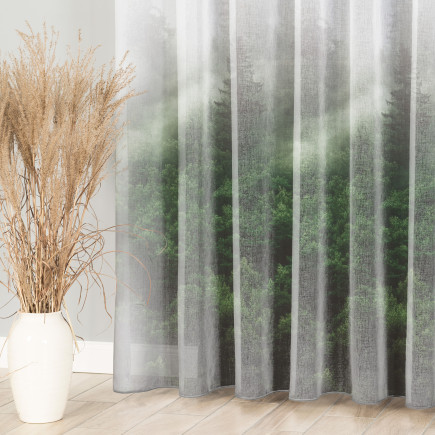 Forest firana z ołowianką etamina wzór od dołu, wysokość 295cm, kolor 002 zielony