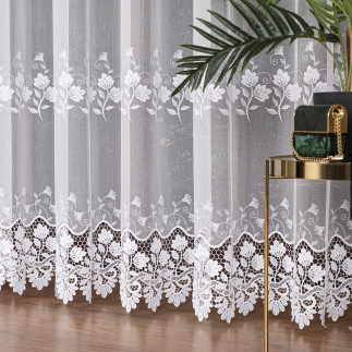 Firanka z aplikacją, wysokość 280cm, kolor 001 biały
