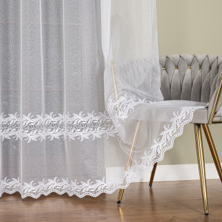 Firanka z aplikacją, wysokość 280cm, kolor 001 biały
