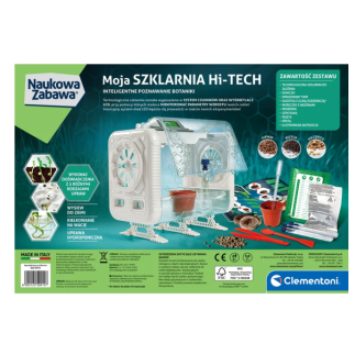 Naukowa zabawa laboratorium szklarnia hi-tech botanika doświadczenie język polski clementoni 50915