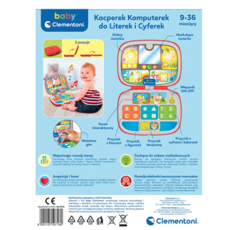Interaktywny laptop komputerek kacperek do literek i cyferek język polski clementoni 50716