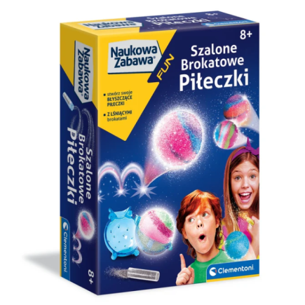Naukowa zabawa mini laboratorium szalone brokatowe piłeczki język polski clementoni 50702