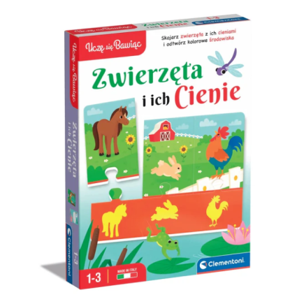Puzzle zwierzęta i ich cienie uczę się bawiąc język polski clementoni 50762