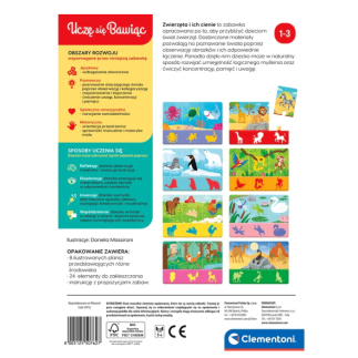 Puzzle zwierzęta i ich cienie uczę się bawiąc język polski clementoni 50762