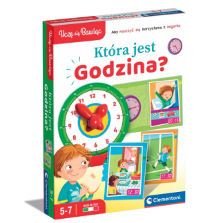 Gra edukacyjna puzzle która jest godzina? zegarek uczę się bawiąc język polski clementoni 50771