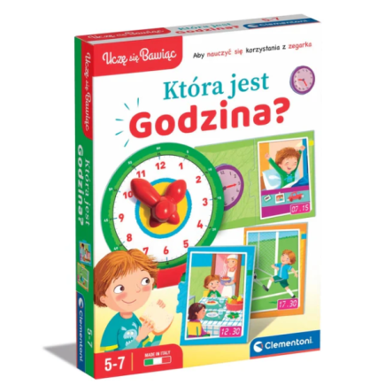 Gra edukacyjna puzzle która jest godzina? zegarek uczę się bawiąc język polski clementoni 50771