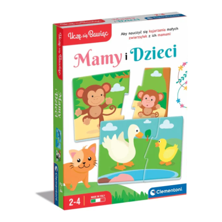 Gra edukacyjna puzzle mamy i dzieci język polski zwierzęta uczę się bawiąc clementoni 50763
