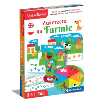 Gra edukacyjna zwierzęta na farmie uczę się bawiąc język polski clementoni 50768