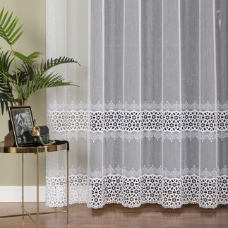 Firanka z aplikacją na markizecie, wysokość 280cm, kolor 001 biały