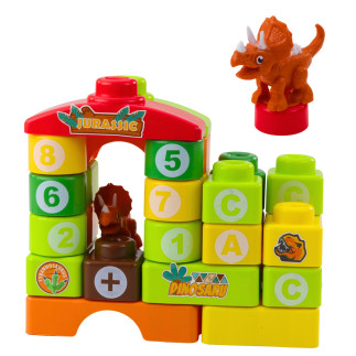 Klocki konstrukcyjne edukacyjne w plecaku dinozaury cyfry litery 49 el.