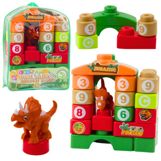 Klocki konstrukcyjne edukacyjne w plecaku dinozaury cyfry litery 26 el.