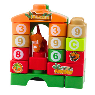 Klocki konstrukcyjne edukacyjne w plecaku dinozaury cyfry litery 26 el.
