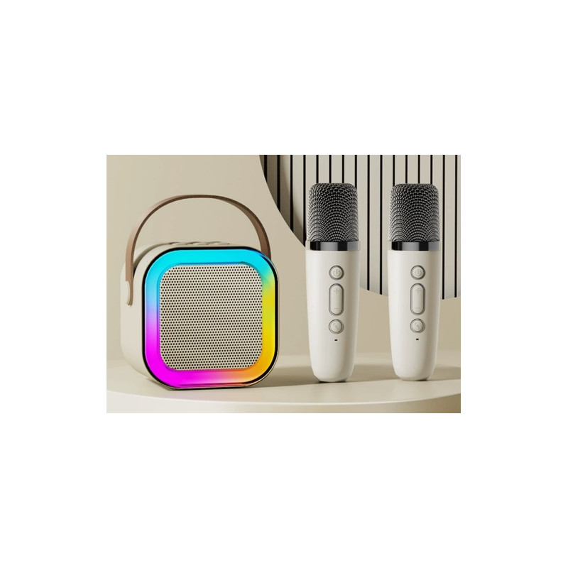 Zs55 zestaw karaoke bluetooth głośnik +   2x mikrofon biały