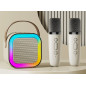Zs55 zestaw karaoke bluetooth głośnik +   2x mikrofon biały