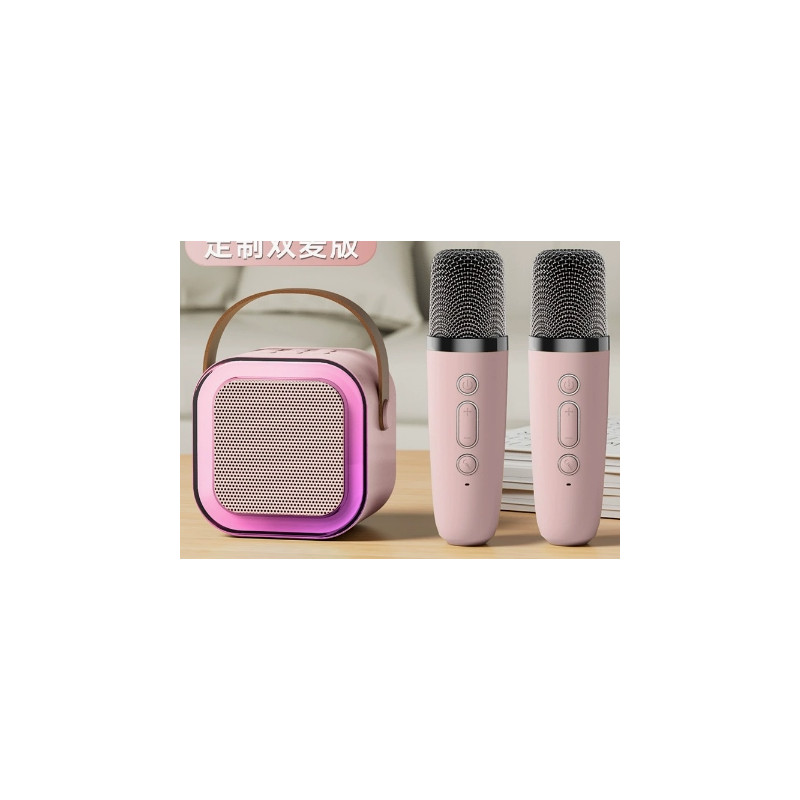Zs55a zestaw karaoke bluetooth głośnik    + 2x mikrofon różowy