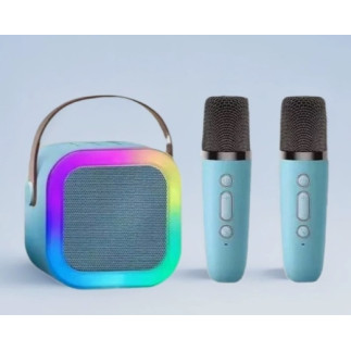 Zs55b zestaw karaoke bluetooth głośnik    + 2x mikrofon niebieski