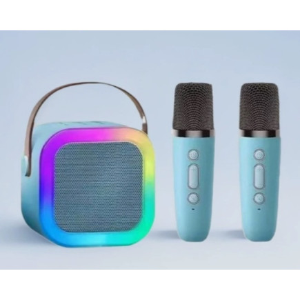 Zs55b zestaw karaoke bluetooth głośnik    + 2x mikrofon niebieski