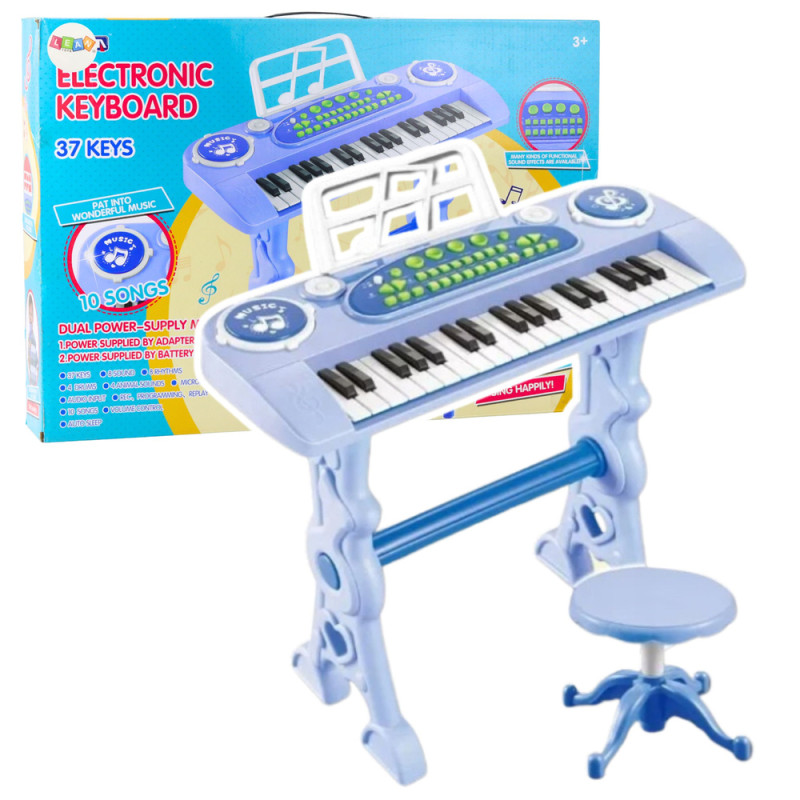 Elektroniczne pianinko dla dzieci z mikrofonem 37 klawiszy niebieski Elektroniczne pianinko dla dzieci z mikrofonem 37 klawiszy niebieski