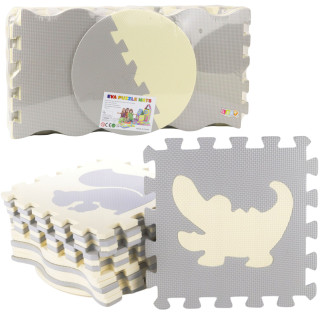 Miękkie puzzle mata edukacyjna kojec pianka eva beżowe szare 25 el.